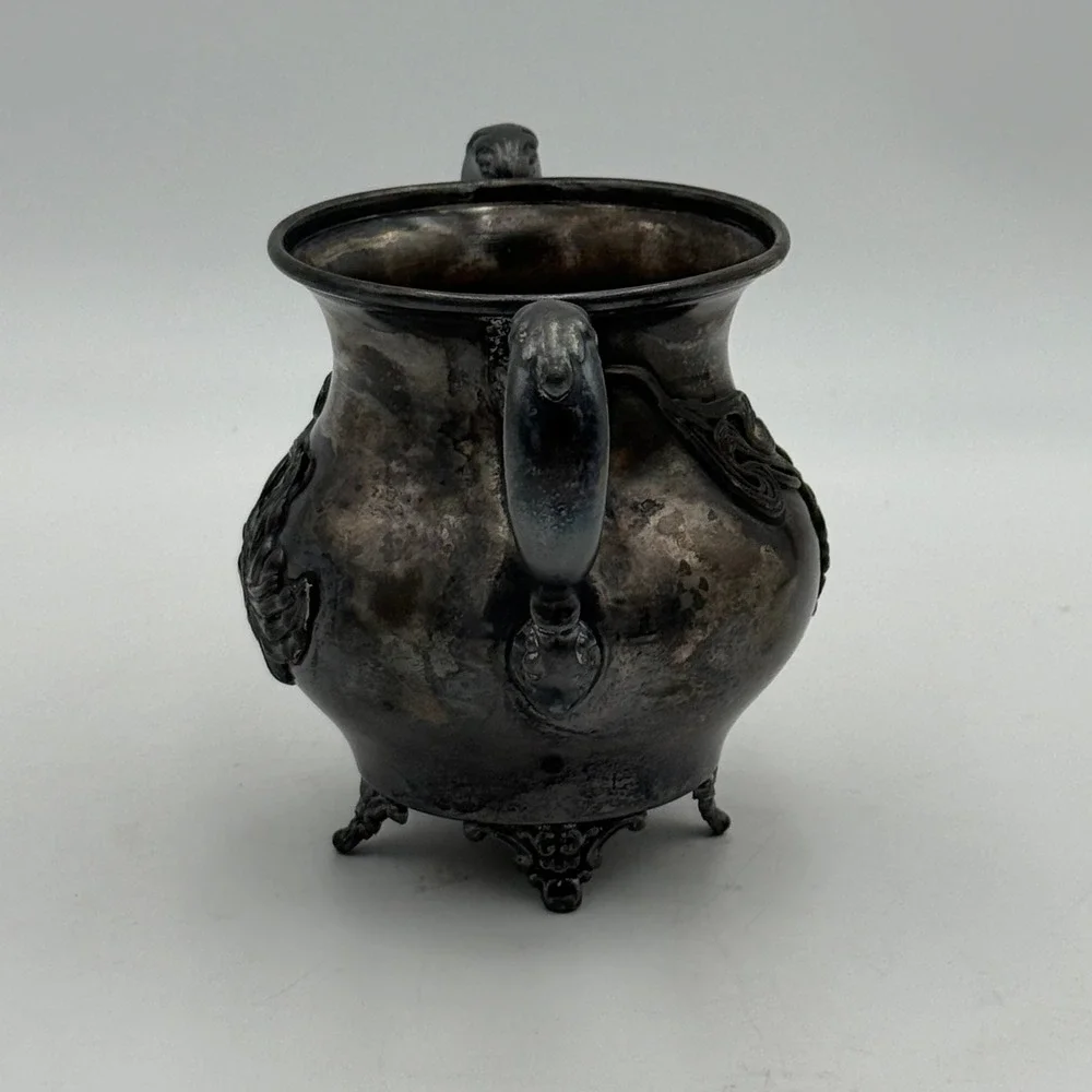 Antique Benedict Silver Co 919 Art Nouveau Silver Plate Sugar Bowl Floral 4.5in